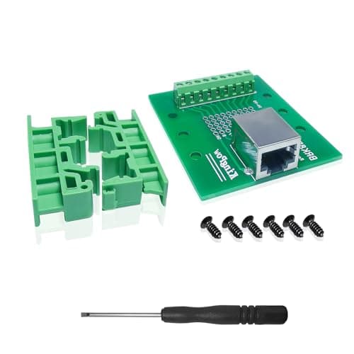 Image of iYueMps RJ45 Terminal RJ45 Ethernet Connector Breakout Board 8P8C Jack Terminal Connector with DIN rail clips