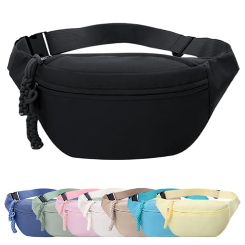 Image of Mayoii Bumbags for Ladies, Fanny Pack for Women Men with Adjustable Belt, 2-Zipper Pockets, Large Capacity, Lightweight Waist Bag Suitable for Daily Use (A-Black)
