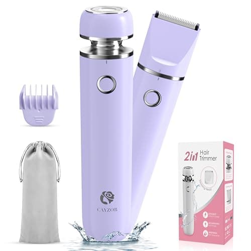 Image of Cayzor Bikini Trimmer and Shaver Kit for Women - 2-in-1 Wet/Dry Electric Body Hair Trimmer Facial Hair Removal Cordless Waterproof Bikini Shaver Razor for Face Lip Chin Pubic Underarm Legs