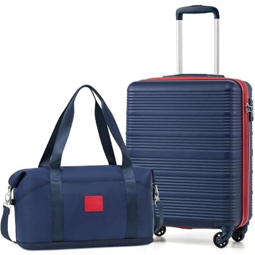 Image of COOLIFE Cabin Suitcase, Ryanair Cabin Bags 55x40x20 and Easyjet Underseat Bag 45x36x20-30L, Hand Luggage with 4 Wheels, Telescopic Handle & TSA Lock | Lightweight Carry On Suitcase
