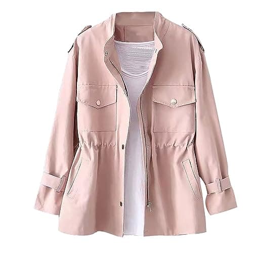Image of Women's Transition Jackets Women's Fashionable Waistband Zip Round Collar Casual Outerwear Transition Jackets Women's Sweat Jacket Women's Jacket Women's Sweat Jacket…