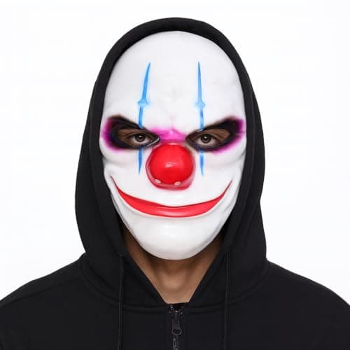 Image of Komonee Halloween Mask Clown Costume Adult Outfit Scary Spooky Horror Party Face Fancy Dress Cosplay For Men Women