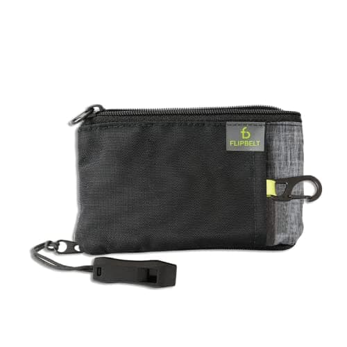 Image of FlipBelt Ultra Wallet, Compact Wallet with Zipper Pockets and Safety Whistle, Black and Heather Grey