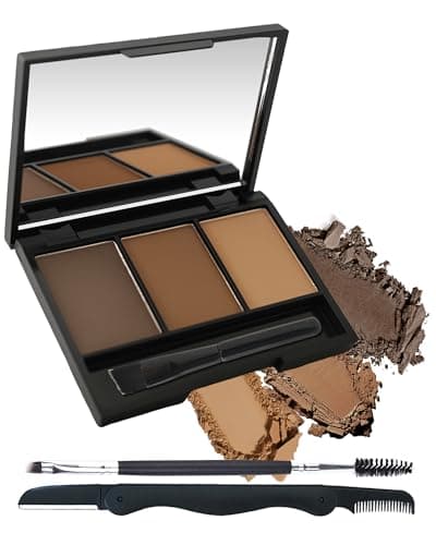 Image of Eyebrow Powder Kit, 3 Color Dark Medium Light Brown Eye Brow Powder Palette with Razor Brush,Long Lasting Waterproof Brow Filler Fill & Shapping Full Eyebrows,Mother's Day Makeup Gift Set for Women-01