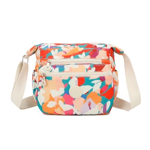 Image of YDezire Floral Cross body Shoulder Bag, Nylon Crossbody Bag with Adjustable Shoulder Strap, Side Pockets, Lightweight Waterproof Handbags for Women, Travel Handbags (Flower Patels)