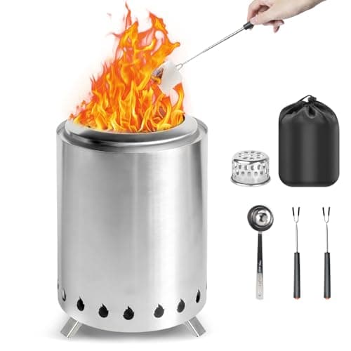 Image of Brillistep Smokeless Tabletop Fire Pit, Stainless Steel Portable Table Top Fire Pit For Camping, Outdoor, Indoor, Garden, Birthday/Housewarming Gift