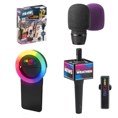 Image of Mi-Mic Live Media Maker Kit with 25m Wireless Microphone, Clip On Lapel Mic and LED Ring Light, Clear Sound For Content Creation