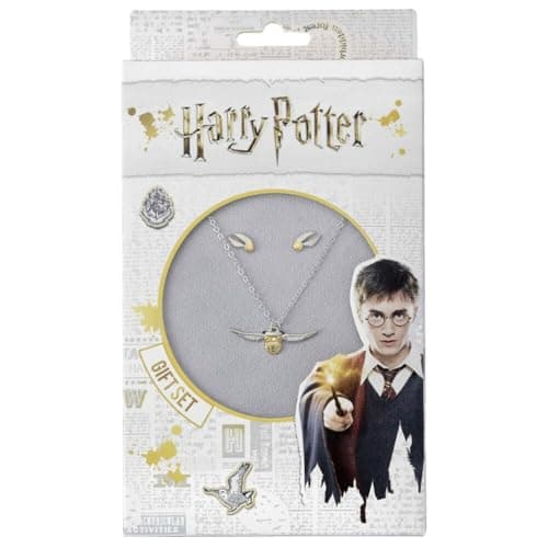 Image of Harry Potter Official Golden Snitch Necklace and Earrings Gift Set by The Carat Shop