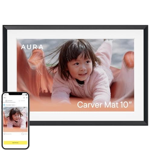 Image of Aura Carver WiFi Digital Picture Frame | The Best Digital Frame for Gifting | Send Photos From Your Phone | Quick, Easy Setup in Aura App | Free Unlimited Storage | Gravel with White Mat