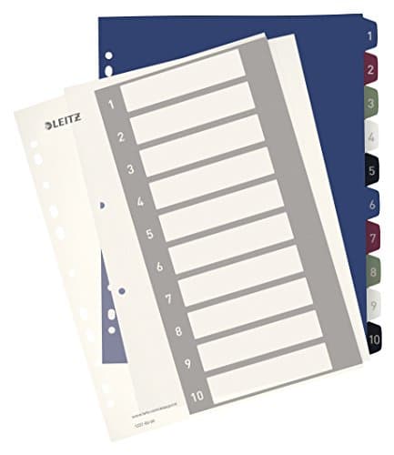Image of Leitz 1-10 Index, A4, PC Printable, Heavy Duty Plastic, Extra Wide, 12370000