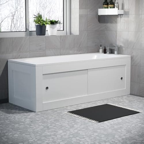 Image of Nes Home White PVC 1700mm 2 Sliding Doors Bath Front Panel & 700mm End Panel