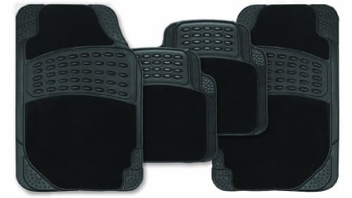 Image of Streetwize - SWCM96 Eclipse Combination Rubber/Carpet Vehicle Car Mat Set, Black (4 Pieces)