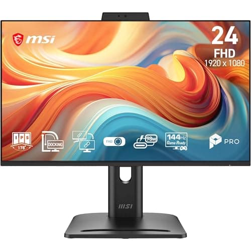 Image of MSI PRO MP245PDG E14 23.8-Inch FHD Docking Monitor, 1920 x 1080 IPS, 144 Hz, 1ms, Daisy Chain, LAN Port, Built-in speaker/mic, KVM, PiP/PbP, HDMI 2.0b, DP 1.2a, USB Type-C (98W PD), Vesa Mount, Black