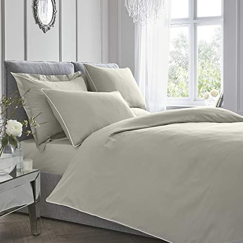 Image of Appletree Silver Duvet Cover Set Double 200x200cm – 100% Cotton Hotel Bedding – 200 Thread Count – Soft Luxury Feel – Piped Edges – 2 Pillowcases – Elegant Silver Bed Linen