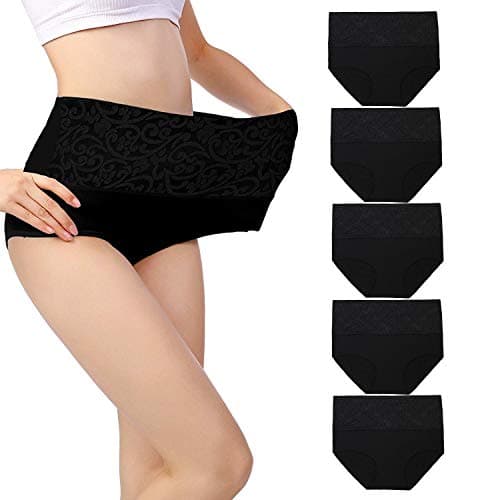 Image of Fulyou Women's Briefs Underwear Tummy Control Cotton Panties High Waist Ladies Soft Stretch Underpants Knickers 18-20