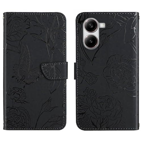 Image of Jiajihua Cover Compatible with Asus Zenfone 9 5G,Compatible with Asus Zenfone 9 5G Magnetic Clasp Phone Case Flip Stand Card Slot Black