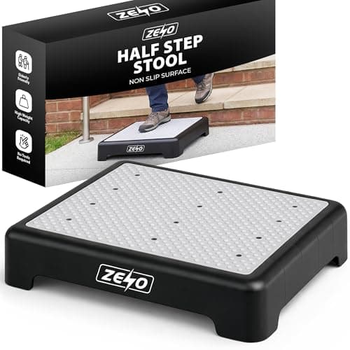 Image of ZENO Half Step Stool for Elderly | Portable Stepper Mobility Aid with Non Slip Surface | Disability Step Riser Ideal for Doorstep, Bathroom & Toilet | Outdoor & Indoor Door Step Up