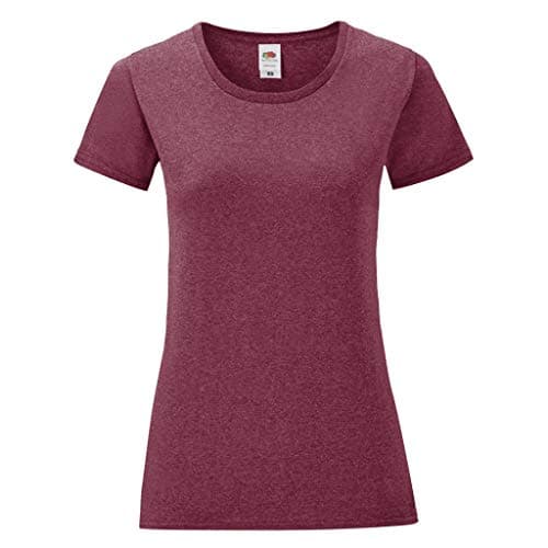Image of Fruit of the Loom Womens/Ladies Iconic T-Shirt (XXL) (Heather Burgundy)
