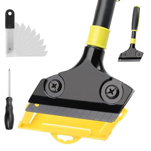Image of Wallpaper Scraper Tool,10cm/4 Inch Floor Scraper Heavy Duty Long Handle Scrapper with 20 Spare Blades,Soft Grip Wallscrapers Removal of Wall Paper,Tiles,Vinyl Flooring,Paint for Home Renovation