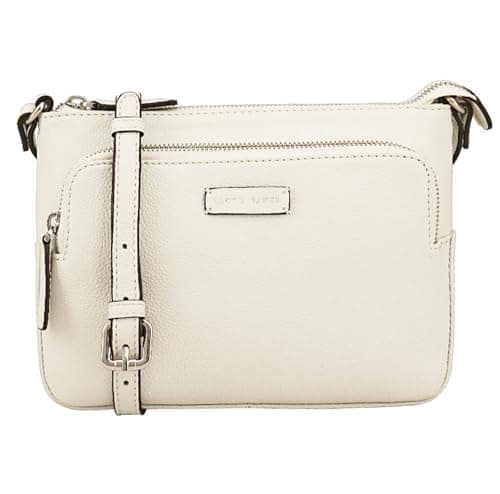 Image of Lloyd Baker London – DEVAL Double-Zip Leather Crossbody Bag: Women's Functional Design in 100% Genuine Full-Grain Leather- BLANC DE BLANC (White)