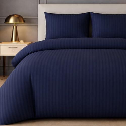 Image of Lazzaro Satin Stripe Single Duvet Cover Set - Premium Hotel Quality Quilt Cover Single Bedding Set 2 Pcs - Ultra Soft Hypoallergenic Duvet Cover Single With Zipper Closure