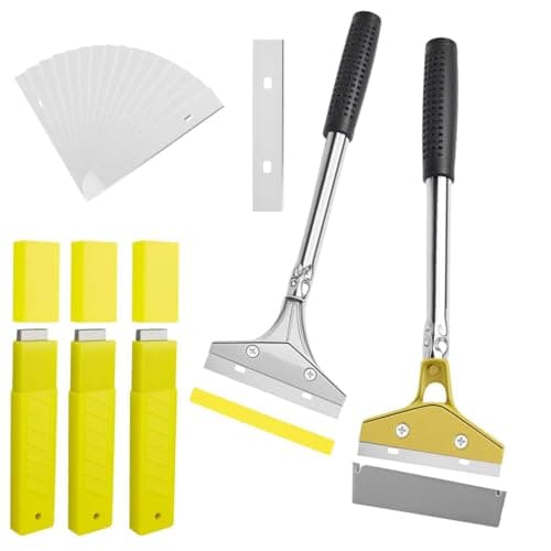 Image of SENLINLIN Wallpaper Remover Set, 2 Pieces Wallpaper Scratchers with 30 Replacement Blades (4 inches) and Protective Cover - 30 cm Wallpaper Scraper with Rubber Handle, for Wall Paint, Floor Tile Glue