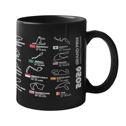Image of Iconic Coasters 2026 Grand Prix Calendar Formula Race Tracks Mug 2026 Season Circuit Design One Gift