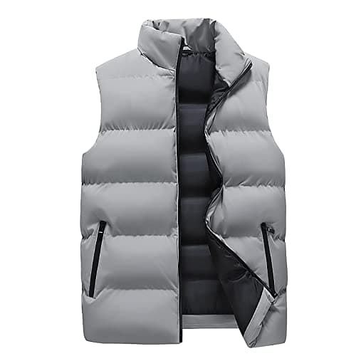 Image of Padded Gilet for Men UK Plus Size Bodywarmer Warm Winter Jacket Puffer Vest Lightweight Sleeveless Body Warmer Jacket with Zip Pockets Quilted Thick Windproof Outwear Puffer Coat Size M-5XL