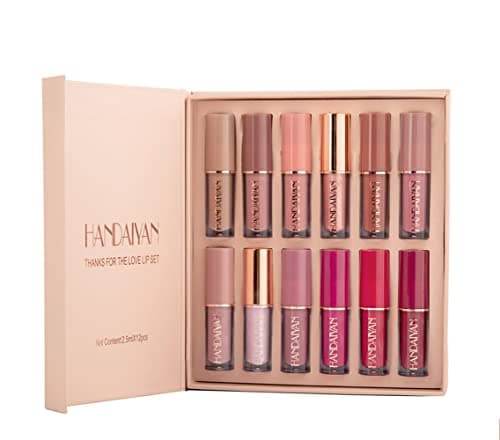 Image of 12 Colours Matte Liquid Lipstick Set, Nude Brown Pink Velvet Lip Gloss Kit, Waterproof Long Lasting Non Transfer Lip Makeup Set, Full Size Gift Set for Women (Set A)
