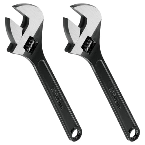 Image of SENJEOK 2PCS 12 Inch Adjustable Spanner, 300mm Large Adjustable Wrench Wide Jaw for Plumbing, Black, Max Opening 36mm