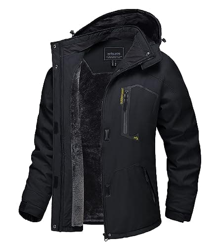 Image of TACVASEN Waterproof Jackets Women Winter Walking Outdoor Coat Ladies Ski Fleece Warm Jacket with Hood Hiking Thermal Parka Rain Coats Black