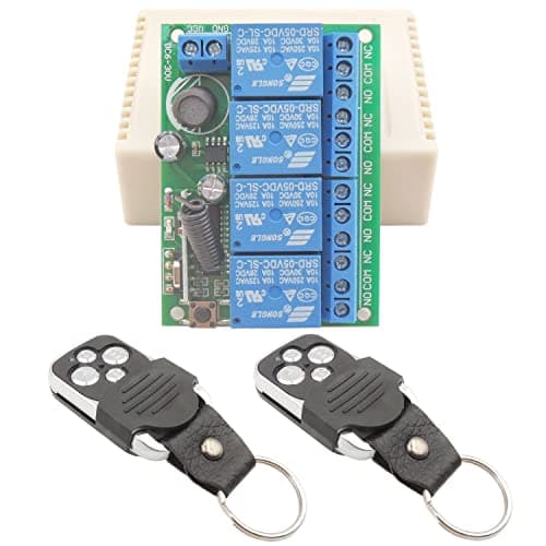 Image of DieseRC 12V 24V 4-Channels Wireless Relay Remote Control Switch DC 6-30V 433Mhz RF Universal 4CH Receiver Module with 2 Transmitters,Remote Controller, for Lights, Garage Door, Motor, DIY