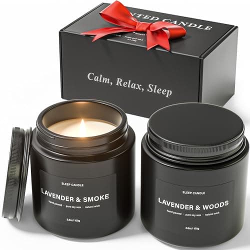 Image of Sleep Candles Gifts for Men, Lavender Scented Candles Gift Set for Anxiety, Lavender Promotes Sleep, Chamomile Relieves Stress, Relaxation Gifts for Men and Women