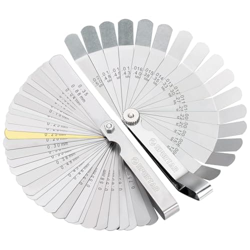 Image of Spurtar 2pcs Feeler Gauge Set - 32-Blade Straight & 16-Blade Offset Gauges - SAE Metric - Filler Gauge Set - Valves, Guitar, Spark Plug, Piston Measure