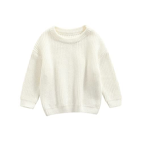 Image of L&ieserram Baby Girl Boy Knitted Jumper Sweater Newborn Kids Long Sleeve Knitwear Toddler Casual Top Clothes Children's Pullover Outfit Autumn Winter 0-5 Years (White, 12-18 Months)