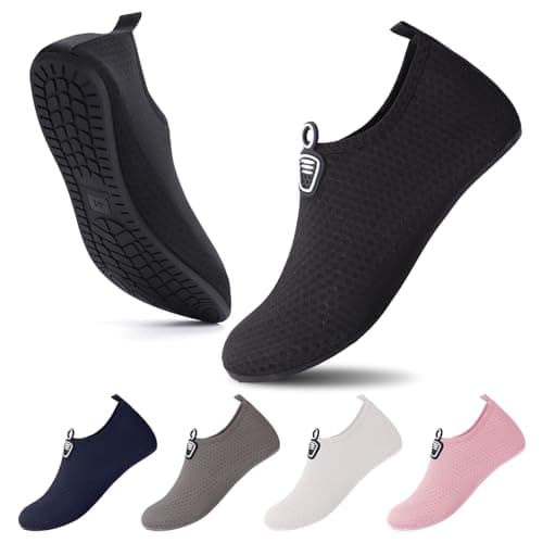 Image of InfiniZer Water Shoes for Women Men, Quick-Dry Swim Beach Shoes, Non-Slip Barefoot Aqua Shoes for Swimming Surfing Sea Pool Yoga (Black, Adult, Men, 11, Numeric, UK Footwear Size System, Medium)