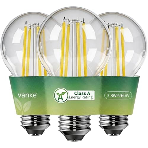 Image of Vanke E27 Screw LED Bulb, A-Rated Ultra-efficient ES Bulbs, 3.8W (60W Equivalent), 2700K Warm White, 900 Lumen, 50000H Lifespan, Non-Dimmable A60 Screw in Light Bulb, Pack of 3