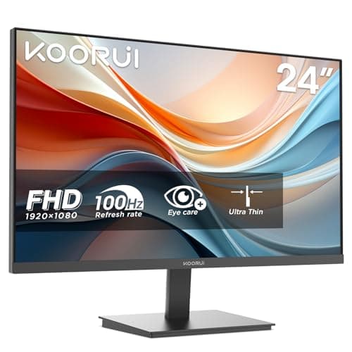 Image of KOORUI E2412F 24 Inch FHD Monitor, Gaming 100Hz, VA Computer Monitors, 1080P Pc Screen, 5ms, VESA 100x100mm, Eye Care, HDMI, VGA