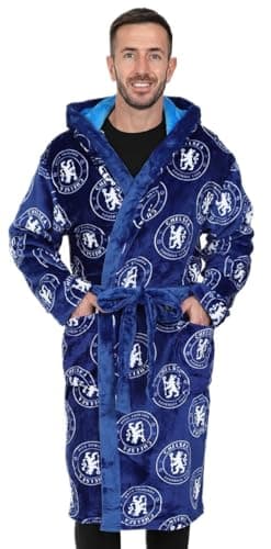 Image of Chelsea Mens Official F.C. Dressing Gown Fleece Hooded Robe (Small)