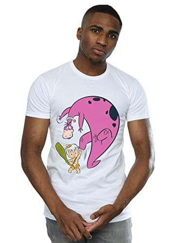 Image of Absolute Cult The Flintstones Men's BAMM BAMM and Dino T-Shirt White X-Large