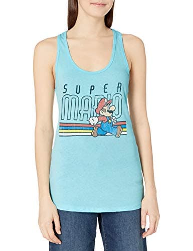 Image of Nintendo Women's Super Mario Retro Throwback Ideal Racerback Graphic Tank Top, Cancun, Large
