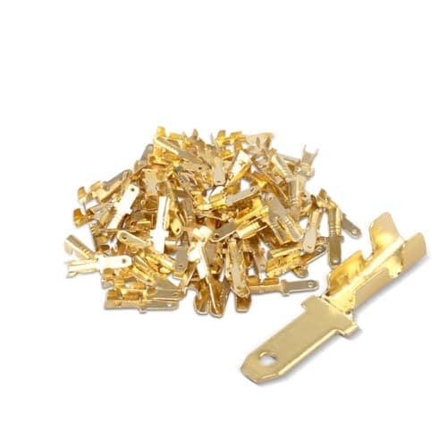 Image of Innfeeltech 100 Pcs Non-Insulated Brass Spade Crimp Terminals, Connector Width 2.8mm for Cable 0.5mm² to 1mm², Male