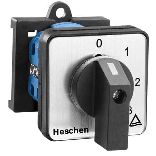 Image of Heschen Universal Rotary Cam Selector Changeover Switch, SZW26-20/0-4.2-B11R, 35 mm DIN Rail Mount, 660V 20A, 5 Position, 2 Phase, 8 Terminals