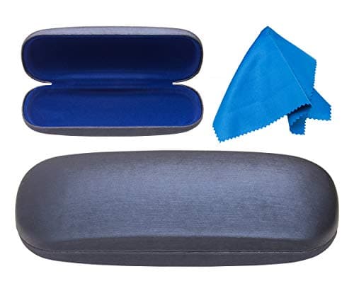 Image of Noble Pack Hard Shell Brushed Eyeglass Case with Microfiber Cleaning Cloth – Premium Eye Glass Carry Case with Enhanced Frame and Lens Protection – Ideal for Glasses & Sunglasses (Blue)