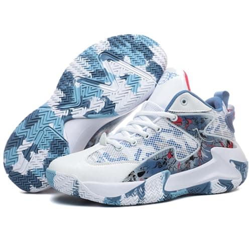 Image of Men's Basketball Shoes Breathable Sneaker Supportive White
