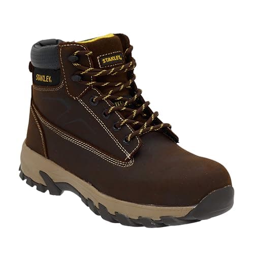 Image of STANLEY Tradesman Men's Leather, Steel Toe, Safety Work Boot Brown UK10 (EU44)