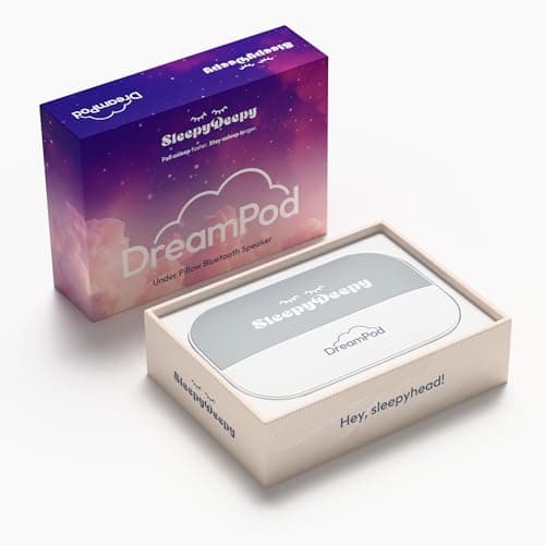 Image of DreamPod Under-Pillow Speaker For Sleep (Grey) | Bluetooth, Bone Conduction Sound | Wireless, Thin, 20hr Battery, Sleep Timers, USB-C | Private Audio Sleep Aid for Side Sleepers, Tinnitus & Insomnia