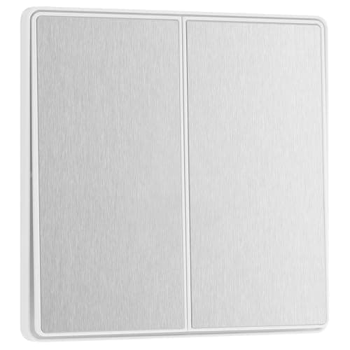 Image of BG Electrical Double Wall Light Switch, 2-Way, Edge-to-Edge Rockers, Screwless Appearance, Round Edges, Evolve, Brushed Steel, 20A, 16AX, PCDBS42EW