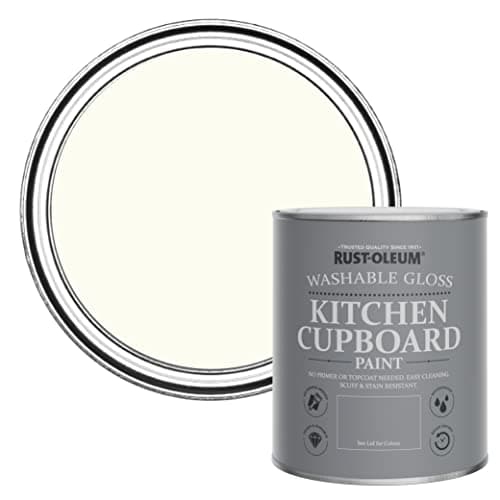 Image of Rust-Oleum White Kitchen Cupboard Paint in Gloss Finish - Porcelain 750ml