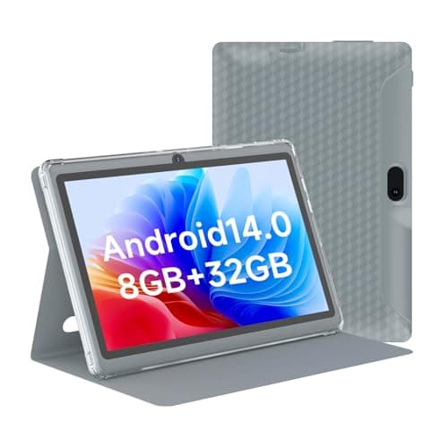Image of HOTTABLET Tablet 7Inch Android 14.0 with Protective Case, 8GB(4+4GB Expand) RAM+ 32GB ROM, IPS Screen, Dual Camera, Bluetooth 5.0 WiFi Tab (Gray)